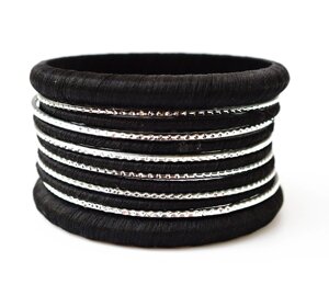 Комплект из 13 браслетов кольцо в ткани Черный