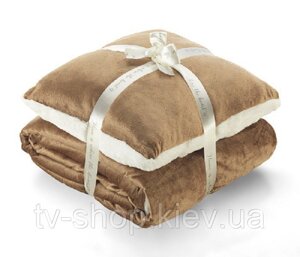 Набір плед з 2 подушками "Теплі обійми" коричневий Warm Hug,2х2 м