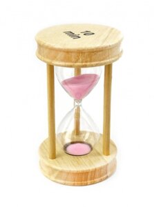 Пісочний годинник скло + легка деревина 10 хвилин рожевого піску
