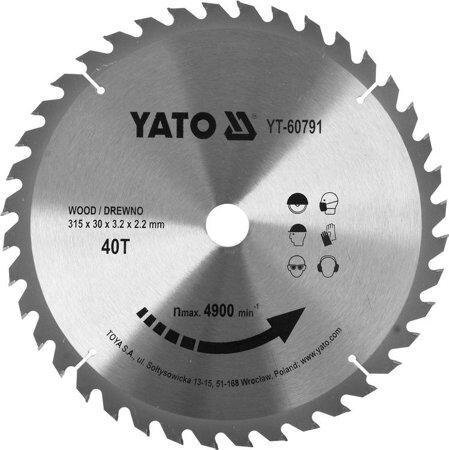 Диск пильний по дереву 315 мм 40 зубців YATO YT-60791 (Польща) від компанії Магазин інструменту та обладнання "Викрутки" - фото 1