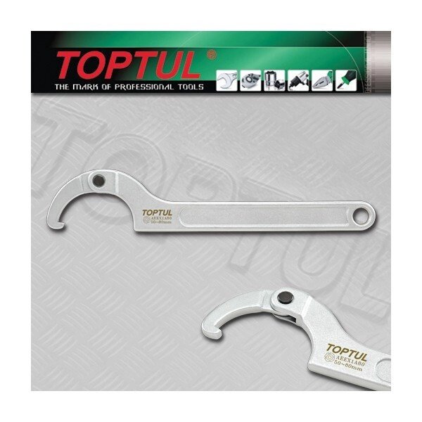 Ключ шарнірний для круглих шліцьових гайок 50-80мм Toptul AEEX1A80 (Тайвань) від компанії Магазин інструменту та обладнання "Викрутки" - фото 1