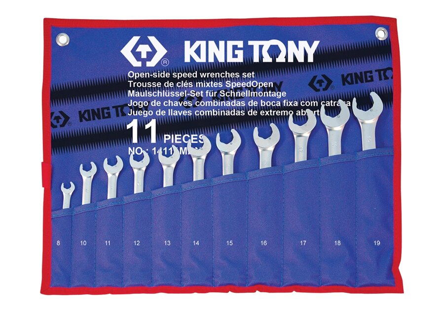 Комплект комбінованих трещеточний ключів (8-19 мм) чохол з теторона 11 предметів King Tony 14111MRN від компанії Магазин інструменту та обладнання "Викрутки" - фото 1