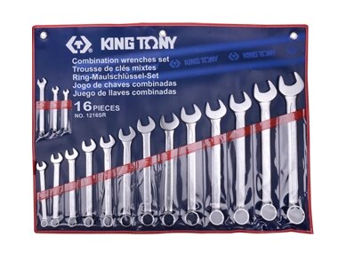 Набір ключів комбі дюймових 16шт.(1/4" - 1-1/4") KING TONY 1216SR (Тайвань) від компанії Магазин інструменту та обладнання "Викрутки" - фото 1