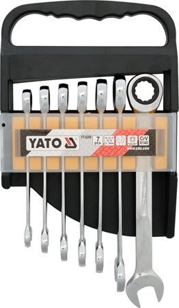 Набір ключів комбінованих з тріскачкою 10-19 мм 7 шт. YATO YT-0208 (Польща) від компанії Магазин інструменту та обладнання "Викрутки" - фото 1