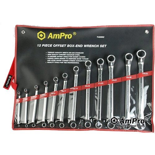 Набір ключів накидних (6-32мм) 12 предметів AmPro T40692 (Тайвань) від компанії Магазин інструменту та обладнання "Викрутки" - фото 1