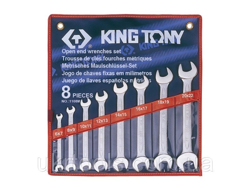 Набір ключів ріжкових 8шт. (6-22 мм) KINGTONY 1108MR від компанії Магазин інструменту та обладнання "Викрутки" - фото 1