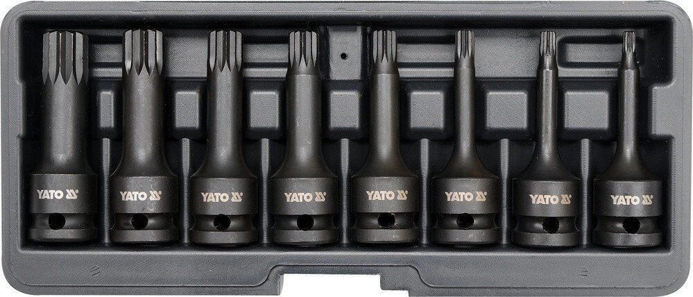 Набір ударних біт Spline 1/2" М5-М18 YATO YT-1069 (Польща) від компанії Магазин інструменту та обладнання "Викрутки" - фото 1