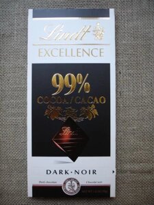 Чорний шоколад, 99% "Lindt Ellencexce" 50 р