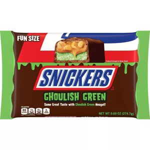 Батончик Snickers Halloween Ghoulish Green Chocolate Bag Fun Size 274.7g