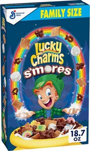 Хлопья Lucky Charms Smores Breakfast Cereal with Marshmallows, Family Size 530g Термін придатності до 27.04.24