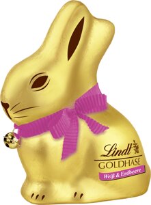 Великодній заєць Lindt Gold Bunny з білим шоколадом і полуницею, 100г