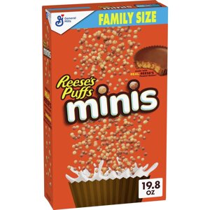 Сухий сніданок Reese's Puffs Minis Breakfast Cereal Chocolate Peanut Butter Cereal Family Size 560 g