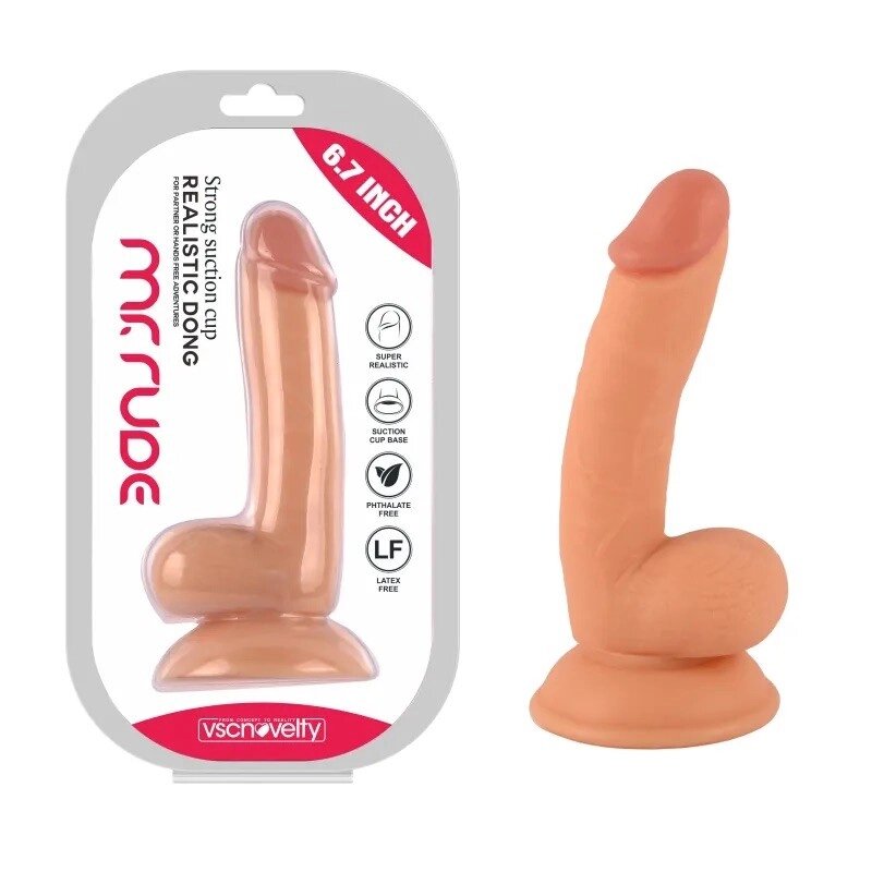 Масажер на присоске Realistic Dong Flesh Mr. Rude 6.7 від компанії Elektromax - фото 1