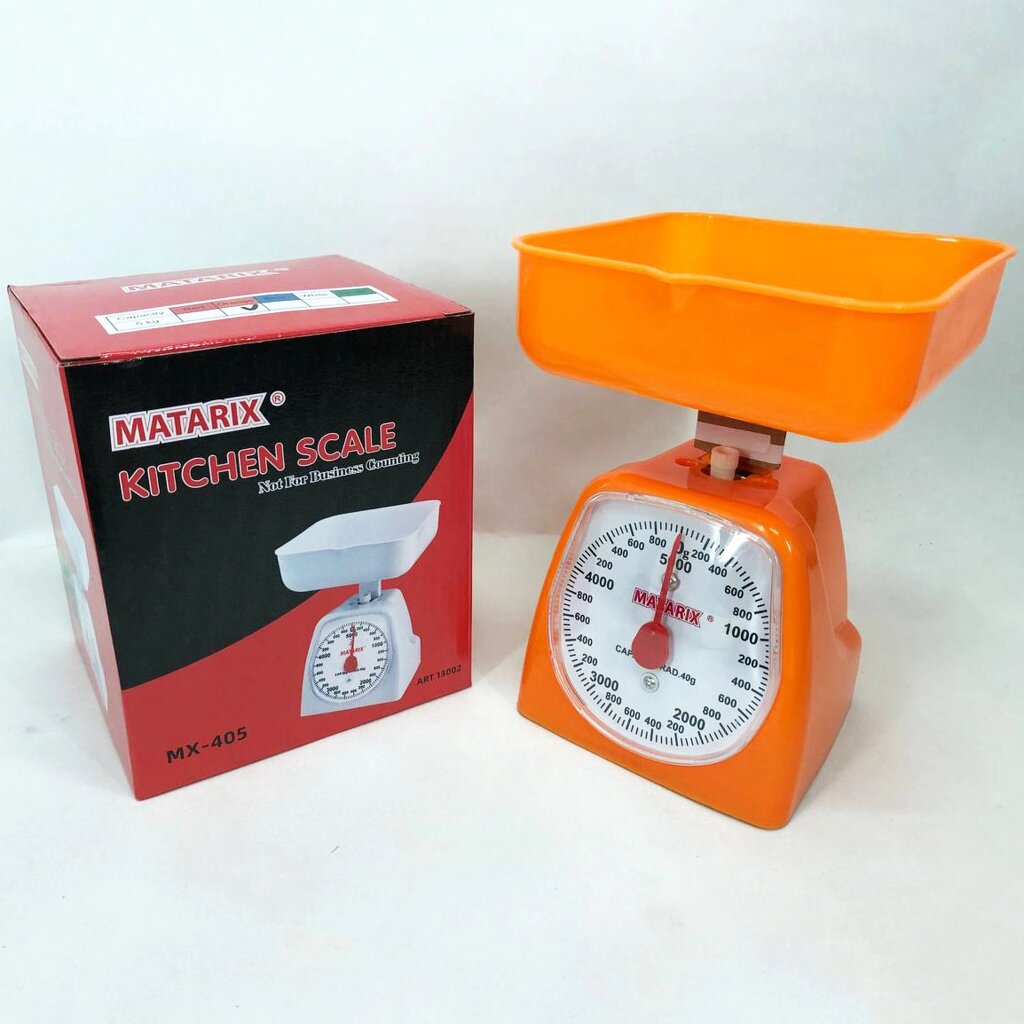 Ваги кухонні механічні MATARIX MX-405 5 кг, Ваги для кухні для продуктів. Колір: оранжевий від компанії Elektromax - фото 1