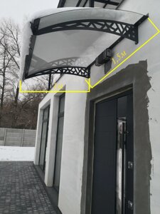 Готовий збірний дашок (навіс) над дверима Dash'Ok 1,5х1м монолітний полікарбонат 4 мм
