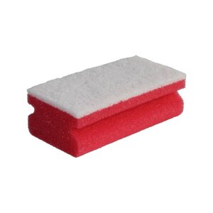 Губка максі червона для мийки делікатних поверхонь 14х7х4,5см білий абразив Merida упаковка 10шт