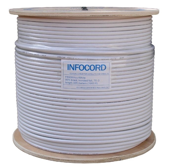 Коаксіальний кабель Infocord F690CU (мідний) 305м White від компанії tvsputnik - фото 1