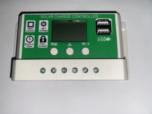 Контролер заряду RBL-30A-Li (PWM, струм 30А, 12/24В, РК індикатор, 2xUSB 5В, підтримка Li-ion та LiFePO4 АКБ)