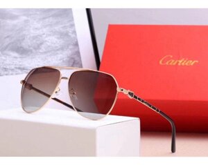 Чоловічі сонцезахисні окуляри з поляризацією в стилі Cartier (0121) gold