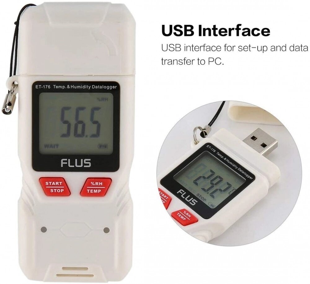 FLUS ET - 176 Міні цифровий ЖК-реєстратор температури і вологості з підтримкою виведення PDF від компанії ДСКТБ Інституту фізики НАНУ - фото 1