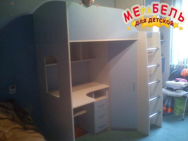 Дитяче ліжко-горище з робочою зоною і кутовою шафою К2 Merabel від компанії Мерабель - фото 1
