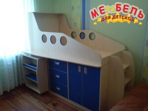 Дитяче ліжко "Літак" з висувним столом, тумбою і ящиками Д1 Merabel