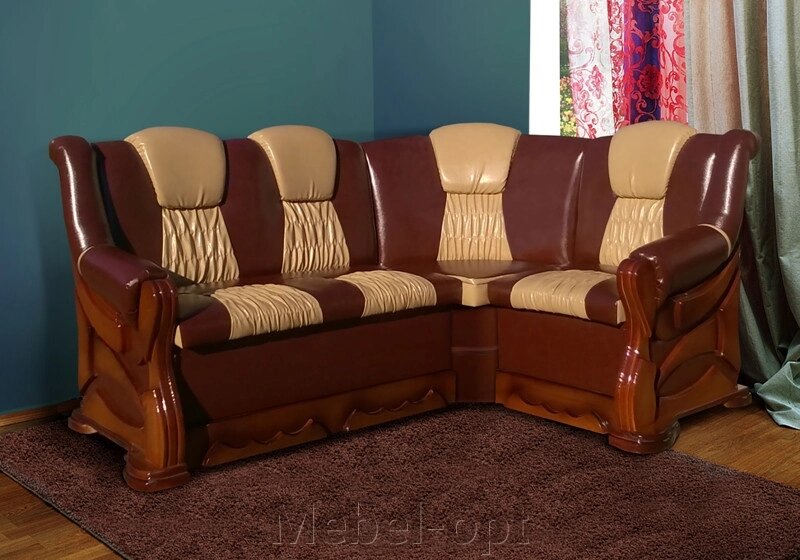 Кухонний м'який куточок Каприз, колір дерева горіх, шкірозамінник apparel rodeo 02+01 від компанії Mebel-opt - фото 1