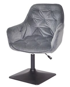 Крісло Cherry 4-BK-Base, на чорній квадратній опорі з регулюванням висоти, м'яка оббивка Оксамит сірий OR-852