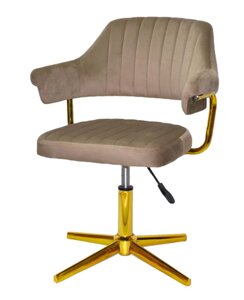 Крісло Jeff GD-Modern Base на золотій хрестовині зі стінками, регулювання висоти, м'яка оббивка велюр кавовий B-1042