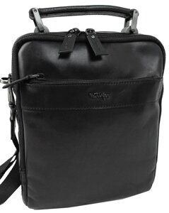 Чоловіча шкіряна сумка, борсетка Mykhail Ikhtyar чорна