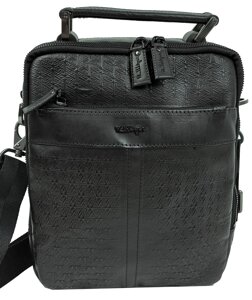 Шкіряна чоловіча сумка, борсетка Mykhail Ikhtyar чорна