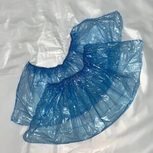 Бахіли 3 г/пара, сині, поліетиленові, розмір 400х140 мм, щільність: 13 мкм (фасування 100 шт/ 50 пар)