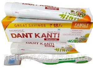 Зубна паста Дант Канті Сімейна набір 200г +100 г+щітка Патанджалі 200 г Індія