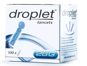 Ланцет Droplet персональний, одноразового використання, стерильний 28G, 100 шт