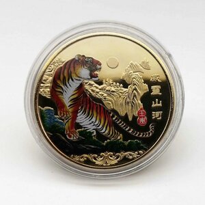 Золота монета Тигр Вдачі для удачі та Денег