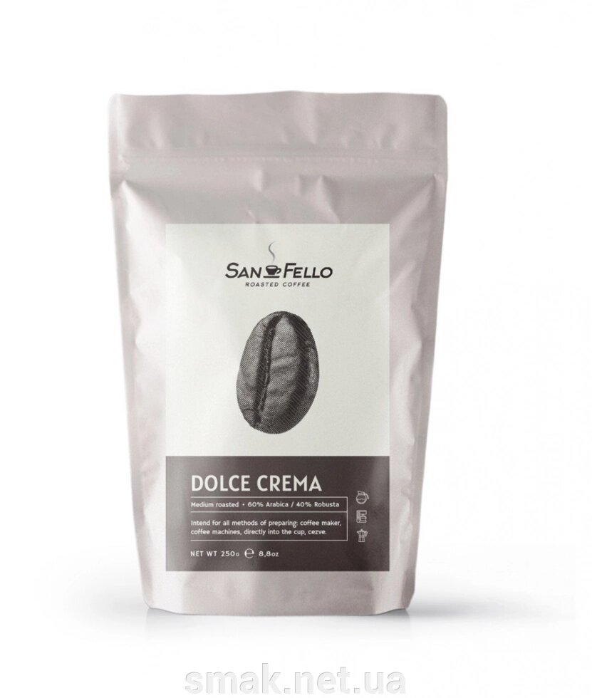 Кава в зернах свіжа обсмажування Dolce Crema 250 грам від компанії Інтернет магазин "СМАК" - фото 1