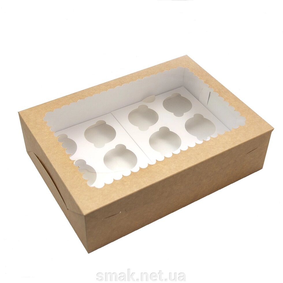 Коробки для кексов, маффинов, капкейков для 12 шт. КРАФТ (Упаковка 3 шт.) ##от компании## Интернет магазин "СМАК" - ##фото## 1