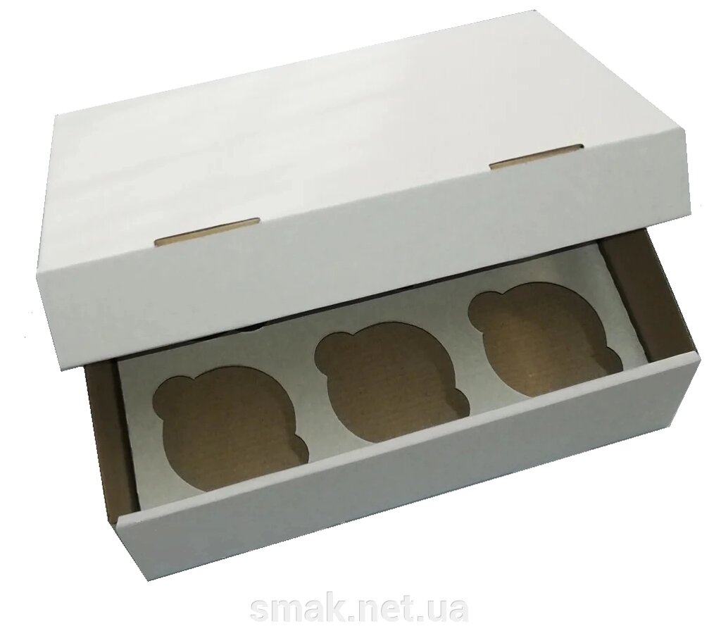 Коробки для кексов, маффинов, капкейков для 6 шт. высота 8 см (Упаковка 3 шт.) від компанії Інтернет магазин "СМАК" - фото 1