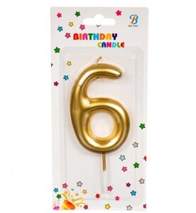 Свічка для торта цифра 6 матового золота в Дніпропетровській області от компании Интернет магазин "СМАК"