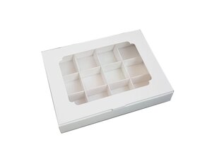 Коробка на 12 цукерок з віконцем, Біла 200х156х30 мм (3 шт) в Дніпропетровській області от компании Интернет магазин "СМАК"