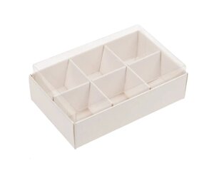 Коробка на 6 солодощів з прозорою кришкою білого 956030 (3шт)