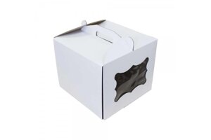 Картонна коробка для торта 3 штук (300300250) з одним вікном