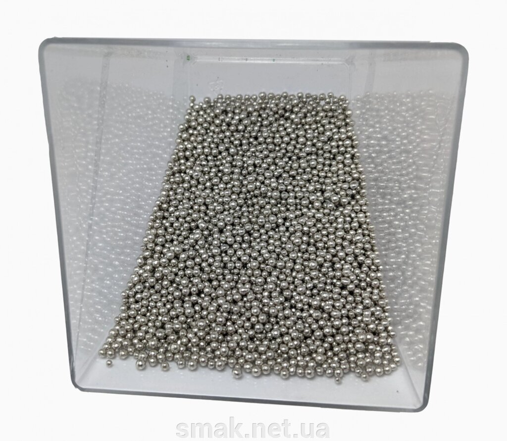 Посипання кульки срібло 1 мм, 50 грам від компанії Інтернет магазин "СМАК" - фото 1