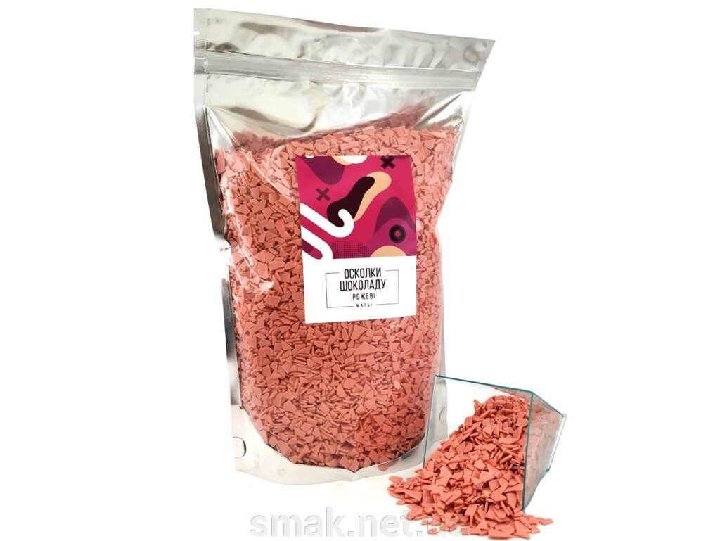 Шоколадні фрагменти (шоколадна глазур) рожеві (0,5 кг) від компанії Інтернет магазин "СМАК" - фото 1