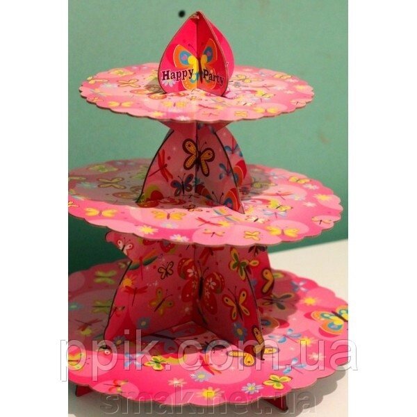 Стійка для капкейков Метелики рожева від компанії Інтернет магазин "СМАК" - фото 1