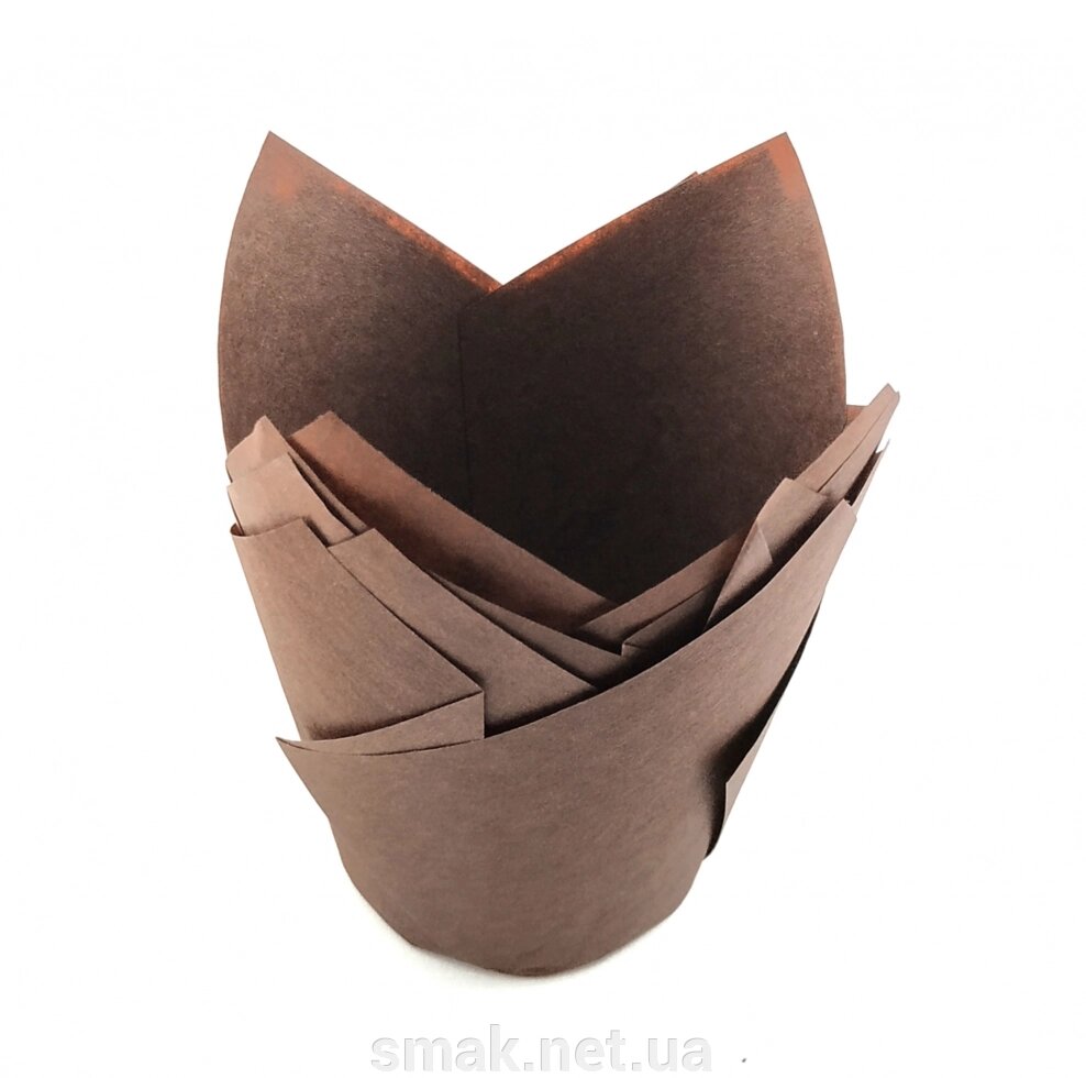 Тарталетки паперові для кексів, капкейков коричневі тюльпан від компанії Інтернет магазин "СМАК" - фото 1