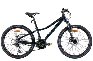 Підлітковий легкий велосипед 21 швидкість на алюмінієвій рамі 24" Leon JUNIOR AM DD 2022, чорний з хакі