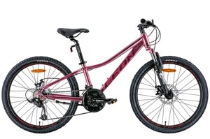 Підлітковий легкий велосипед 21 швидкість на алюмінієвій рамі 24" Leon JUNIOR AM DD 2022, рожевий із чорним