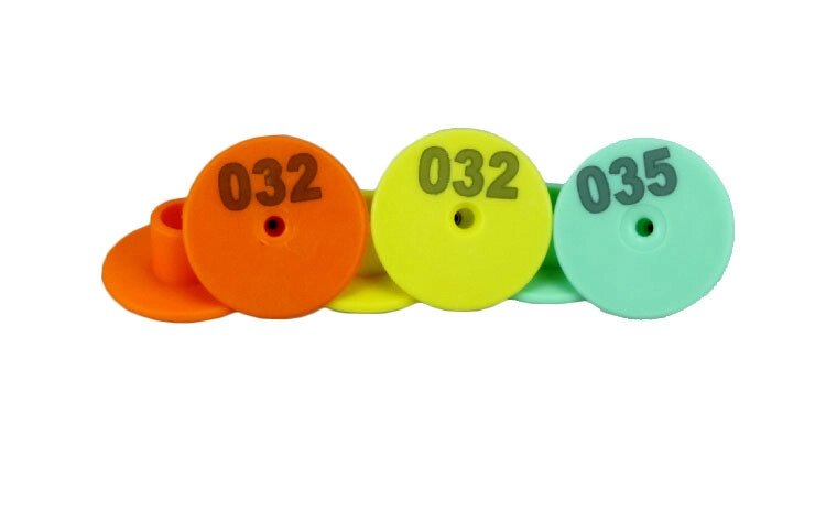 Вушні бирки для тварин (овець, кіз, свиней, поросят, ВРХ, корів, телят, собак, кроликів), круглі 30мм від компанії Agrofarmer - фото 1