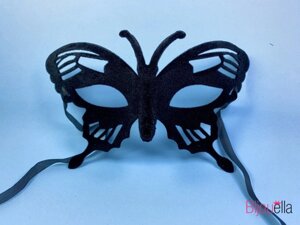 Оксамитова карнавальна маска метелик на очі 19 см 10 см